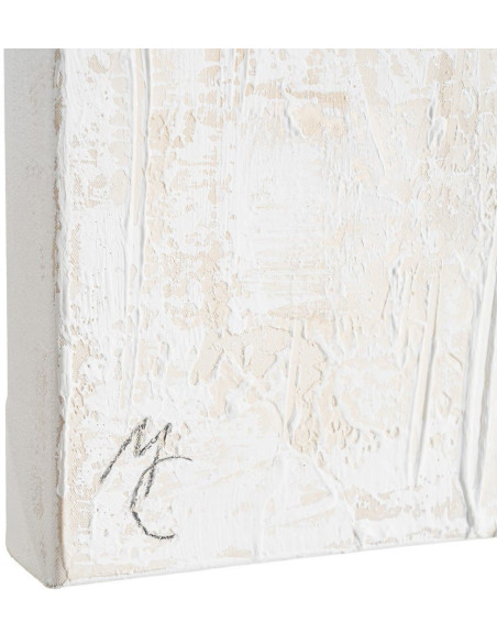 Grande Toile murale peinte Motif abstrait 100x180 Blanc cassé Marron clair Terryl 