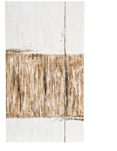 Grande Toile murale peinte Motif abstrait 100x180 Blanc cassé Marron clair Terryl
