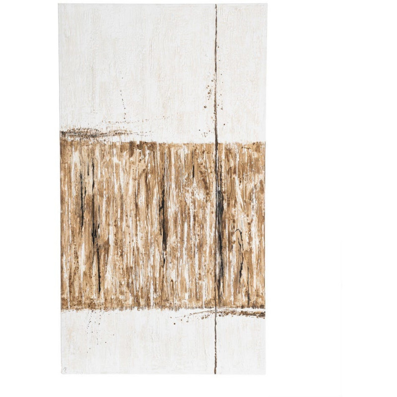 Grande Toile murale peinte Motif abstrait 100x180 Blanc cassé Marron clair Terryl