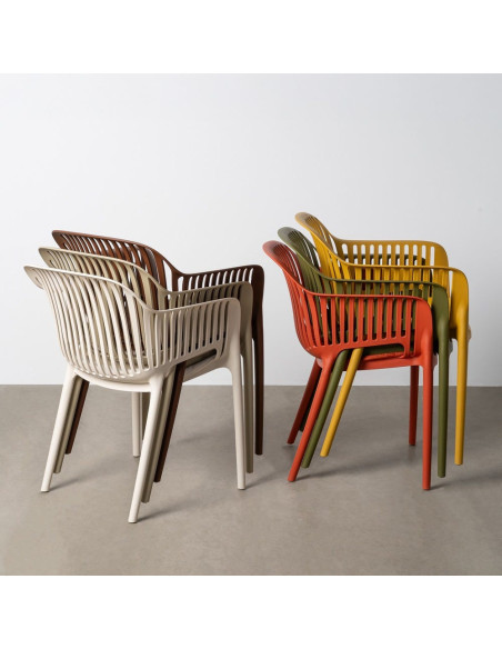 Lot de 4 Chaises de jardin design Polypropylène Beige Solära 
