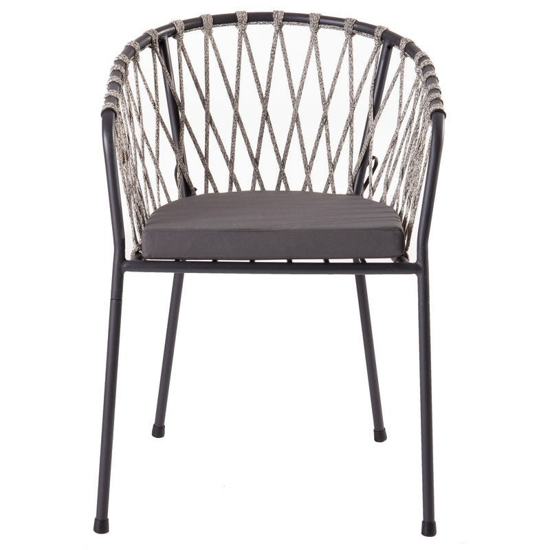 Lot de 2 Chaises de jardin design Corde Tressé Métal Noir graphite Myra 