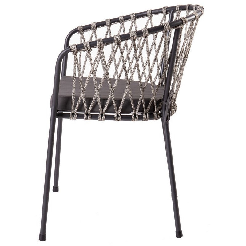 Lot de 2 Chaises de jardin design Corde Tressé Métal Noir graphite Myra 