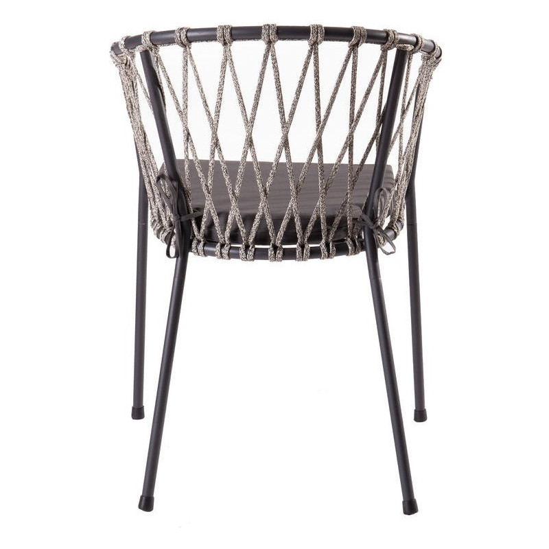 Lot de 2 Chaises de jardin design Corde Tressé Métal Noir graphite Myra 