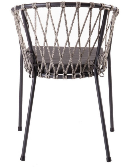 Lot de 2 Chaises de jardin design Corde Tressé Métal Noir graphite Myra 