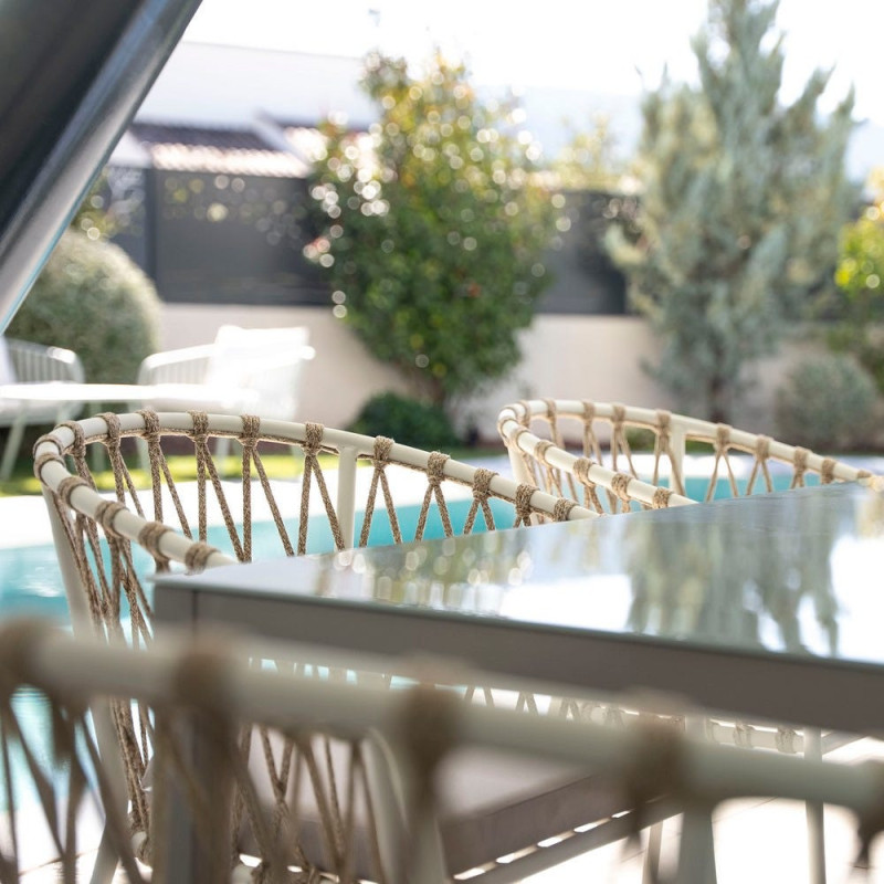 Lot de 2 Chaises de jardin design Corde Tressé Métal Noir graphite Myra 