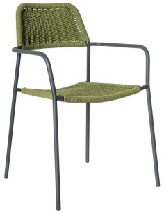 Lot de 2 Chaises de jardin design Corde Vert Tressé Métal Noir graphite Milos