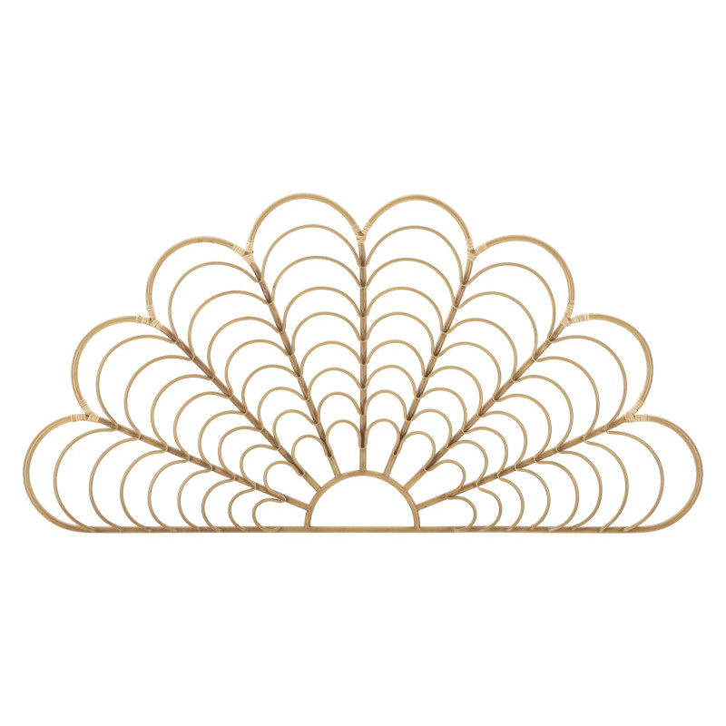 Grande Décoration murale bohème chic Rotin Naturel Métal Panama 160 cm 