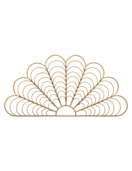 Grande Décoration murale bohème chic Rotin Naturel Métal Panama 160 cm 