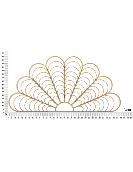 Grande Décoration murale bohème chic Rotin Naturel Métal Panama 160 cm 
