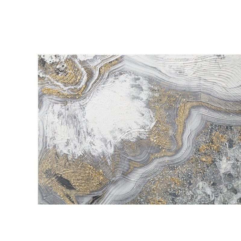 Grande Toile murale peinte motif abstrait Bois de pin Gris Blanc Doré Cave 120x60 