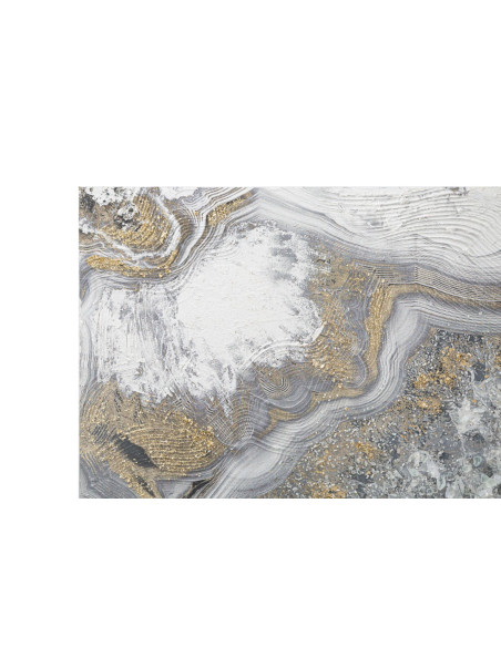 Grande Toile murale peinte motif abstrait Bois de pin Gris Blanc Doré Cave 120x60 