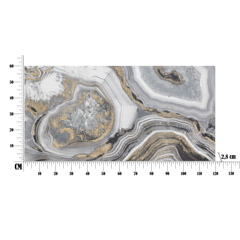 Grande Toile murale peinte motif abstrait Bois de pin Gris Blanc Doré Cave 120x60 