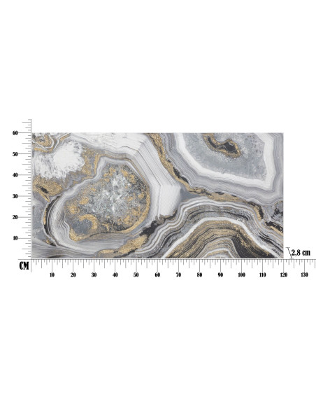 Grande Toile murale peinte motif abstrait Bois de pin Gris Blanc Doré Cave 120x60 