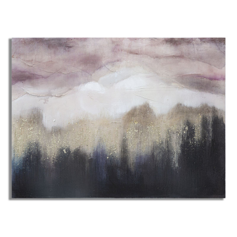 Toile murale peinte motif paysage abstrait Bois de pin Rose Beige Doré Moutain 60x80 