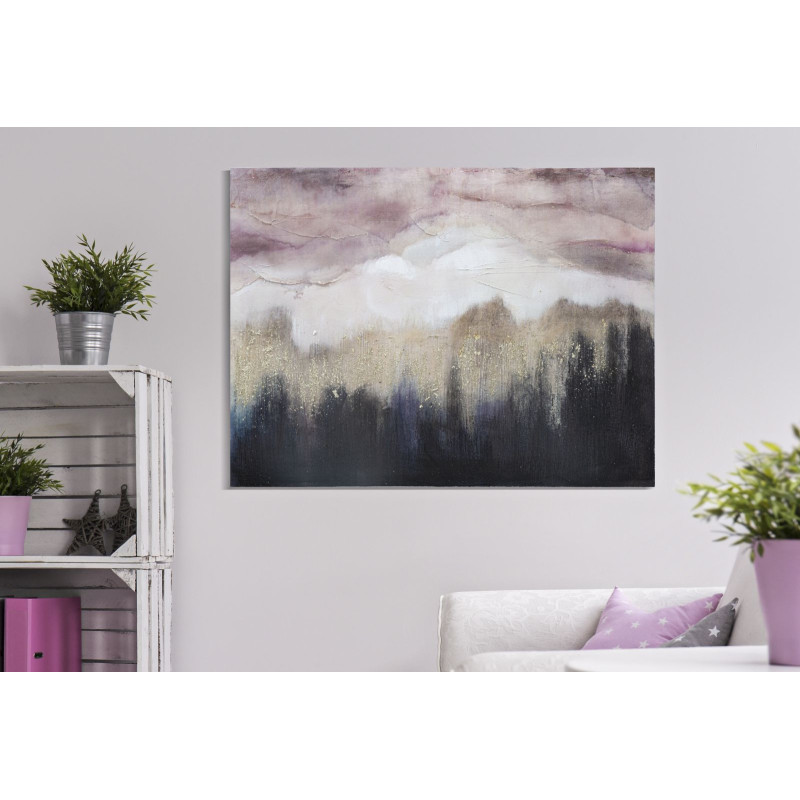 Toile murale peinte motif paysage abstrait Bois de pin Rose Beige Doré Moutain 60x80 
