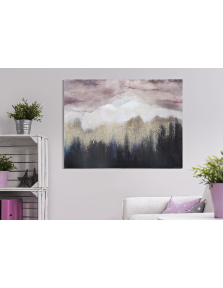 Toile murale peinte motif paysage abstrait Bois de pin Rose Beige Doré Moutain 60x80 