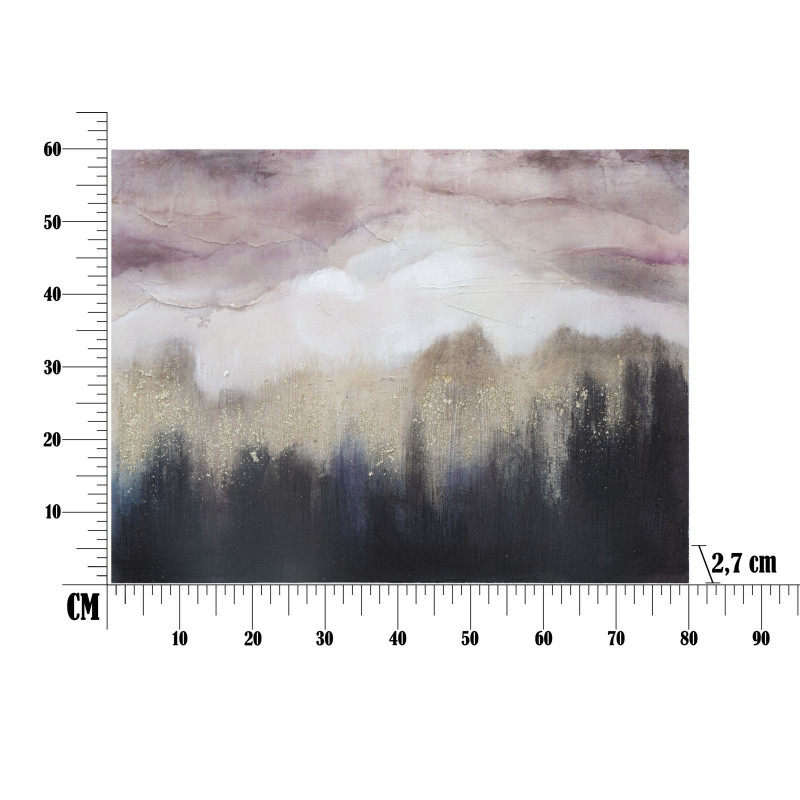 Toile murale peinte motif paysage abstrait Bois de pin Rose Beige Doré Moutain 60x80 