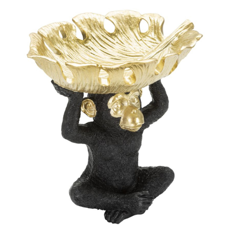 Vide-poche design Singe avec plateau Résine Noir Doré Scimmia 