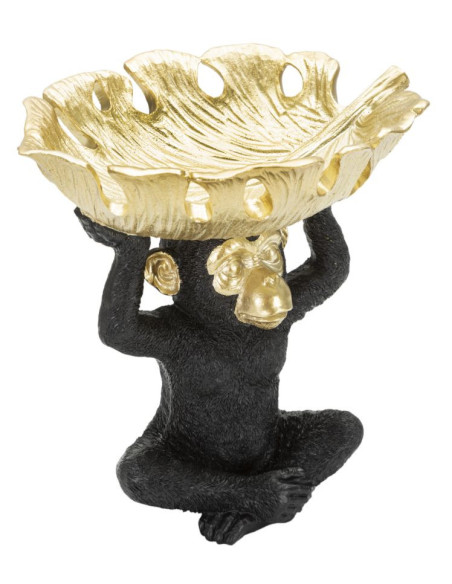 Vide-poche design Singe avec plateau Résine Noir Doré Scimmia 