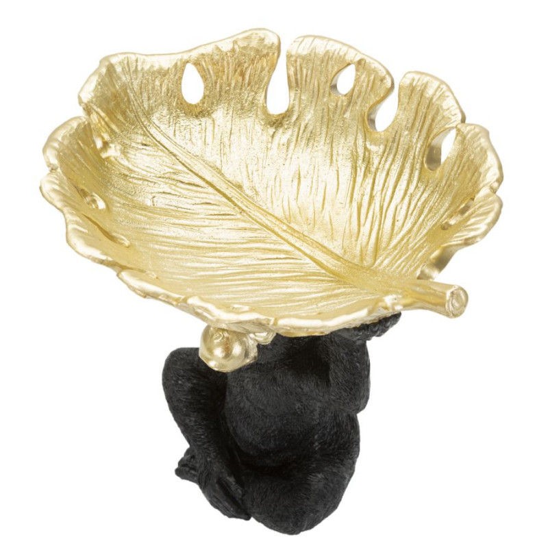 Vide-poche design Singe avec plateau Résine Noir Doré Scimmia 