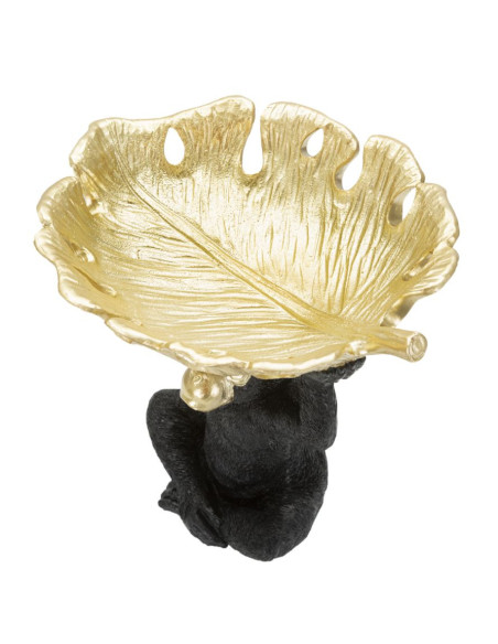 Vide-poche design Singe avec plateau Résine Noir Doré Scimmia 