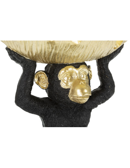 Vide-poche design Singe avec plateau Résine Noir Doré Scimmia 