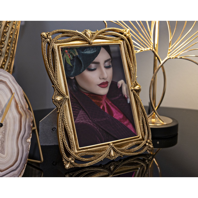 Cadre photo design chic Perles pour photo 15x20 Résine Doré Line 