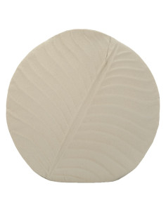 Vase design wabi-sabi Rond Métal Blanc crème Motif feuille Dune H 32 cm 