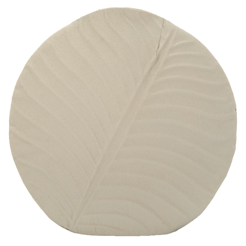 Vase design wabi-sabi Rond Métal Blanc crème Motif feuille Dune H 32 cm 