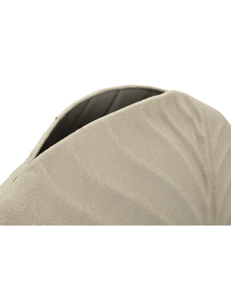 Vase design wabi-sabi Rond Métal Blanc crème Motif feuille Dune H 32 cm 