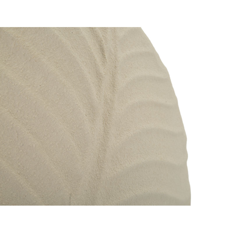 Vase design wabi-sabi Rond Métal Blanc crème Motif feuille Dune H 32 cm 