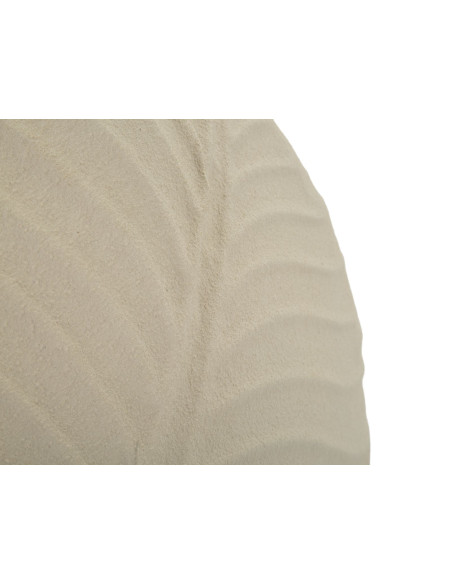 Vase design wabi-sabi Rond Métal Blanc crème Motif feuille Dune H 32 cm 