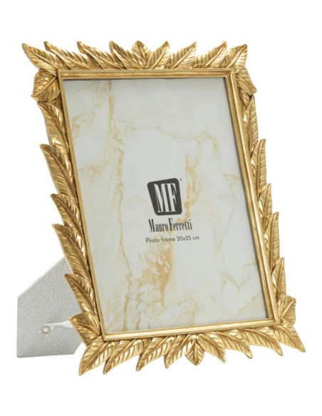 Grand Cadre photo design chic Feuilles pour photo 20x25 Résine Doré Laurel 