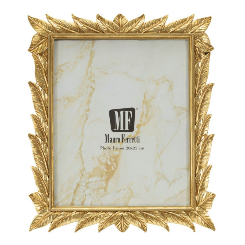 Grand Cadre photo design chic Feuilles pour photo 20x25 Résine Doré Laurel 
