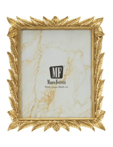 Grand Cadre photo design chic Feuilles pour photo 20x25 Résine Doré Laurel 