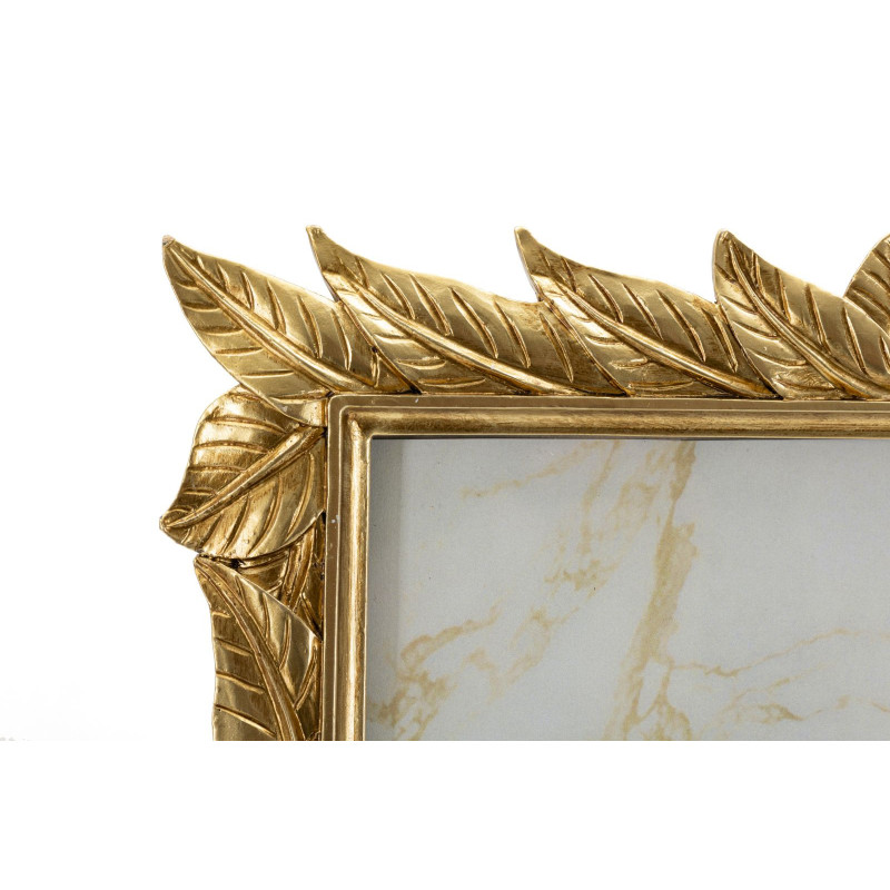 Grand Cadre photo design chic Feuilles pour photo 20x25 Résine Doré Laurel 