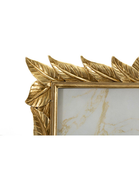 Grand Cadre photo design chic Feuilles pour photo 20x25 Résine Doré Laurel 