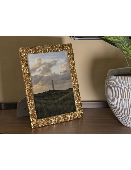 Grand Cadre photo design chic Fleurs pour photo 20x25 Résine Doré Poppy 