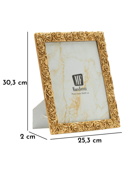 Grand Cadre photo design chic Fleurs pour photo 20x25 Résine Doré Poppy 