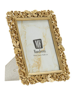 Cadre photo design chic Papillons & Fleurs pour photo 15x20 Résine Doré Classical 