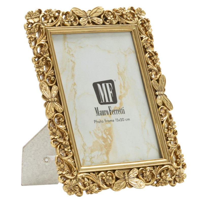 Cadre photo design chic Papillons & Fleurs pour photo 15x20 Résine Doré Classical 