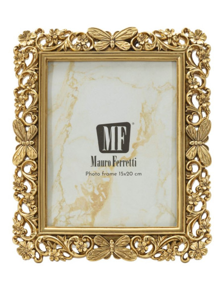 Cadre photo design chic Papillons & Fleurs pour photo 15x20 Résine Doré Classical 