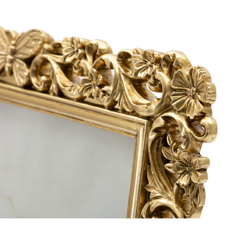 Cadre photo design chic Papillons & Fleurs pour photo 15x20 Résine Doré Classical 