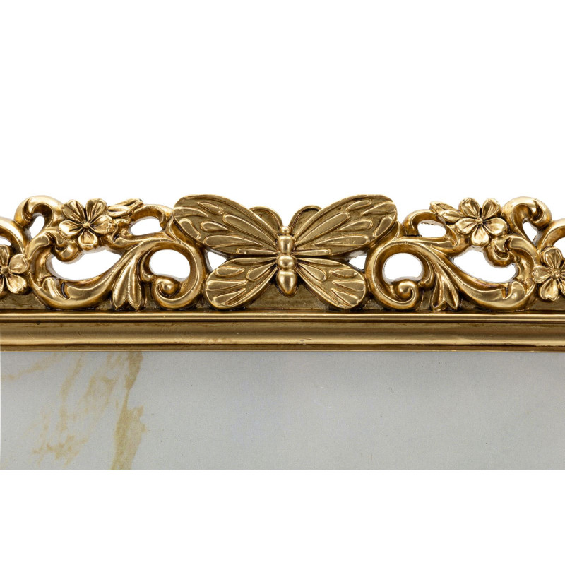 Grand Cadre photo design chic Papillons & Fleurs pour photo 20x25 Résine Doré Classical 