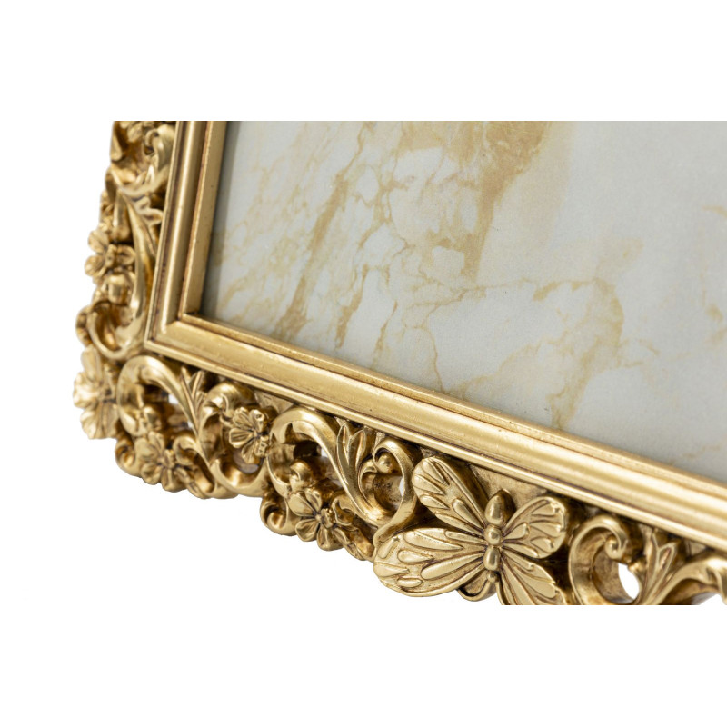 Grand Cadre photo design chic Papillons & Fleurs pour photo 20x25 Résine Doré Classical 