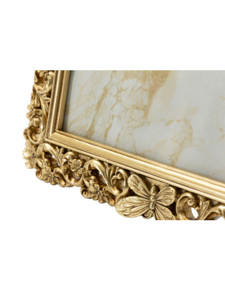 Grand Cadre photo design chic Papillons & Fleurs pour photo 20x25 Résine Doré Classical 