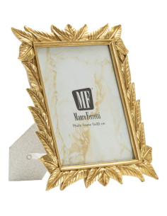 Cadre photo design chic Feuilles pour photo 15x20 Résine Doré Laurel 