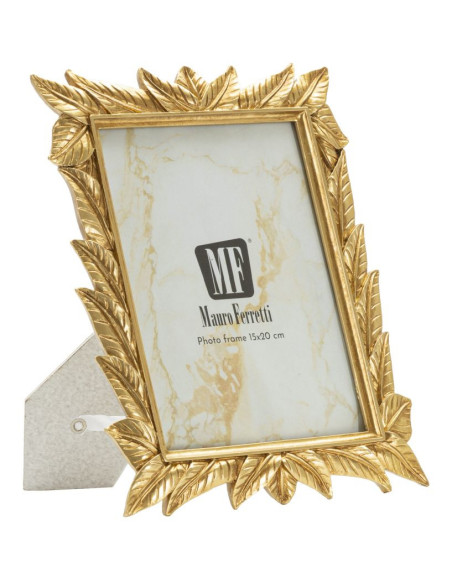 Cadre photo design chic Feuilles pour photo 15x20 Résine Doré Laurel 