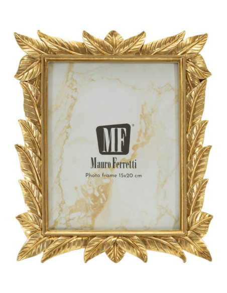 Cadre photo design chic Feuilles pour photo 15x20 Résine Doré Laurel 