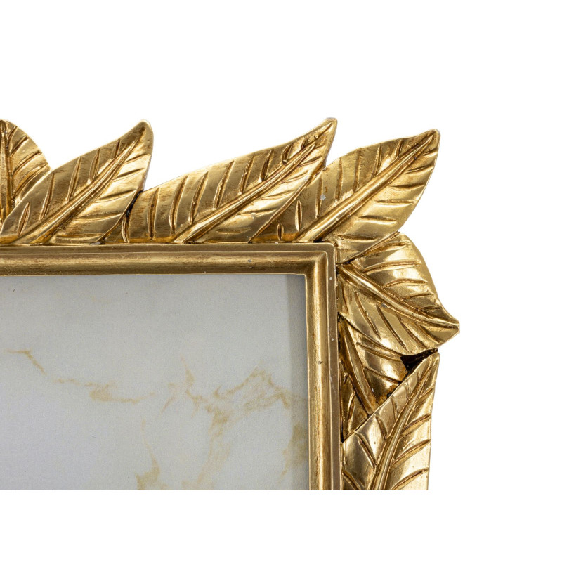 Cadre photo design chic Feuilles pour photo 15x20 Résine Doré Laurel 
